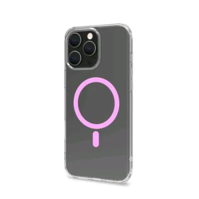 Celly Apple iPHONE 16 Pro Max Cover in Morbido Tpu Trasparente Magsafe Rosa