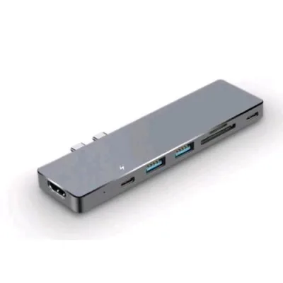 Nilox NLX-2TC-Hubapp Mini Docking Station per MacBook 7IN1 Type-C a 1XUSB-C USB 3.1 Type-C 1XTHUNDERBOLT 3 2XUSB 3.0 1XHDMI 4K 1XSD Reader 1XMICRO SD Reader Grigio