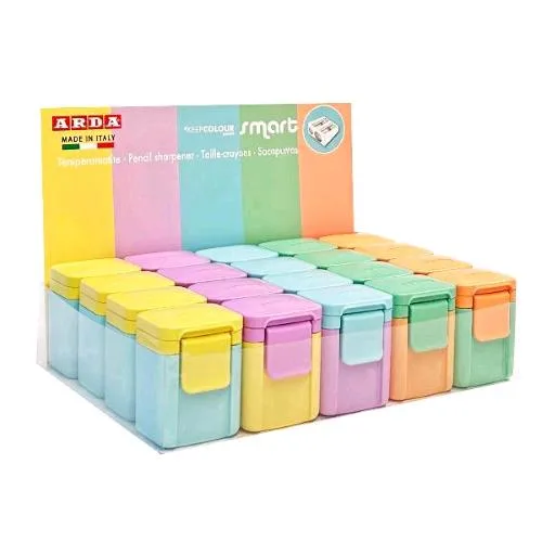 ARDA Smart Pastel Temperamatite 2 Fori con Serbatoio Colori Assortiti Conf 20 Pz.