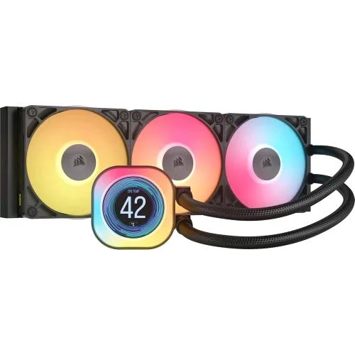 Corsair iCUE Link Titan 360 RX RGB LCD CPU Liquid Cooler Sistema di Raffreddamento a Liquido 3 Ventole RX120 RGB System Hub Incluso Intel 1851/1700 AMD AM5/AM4 Nero