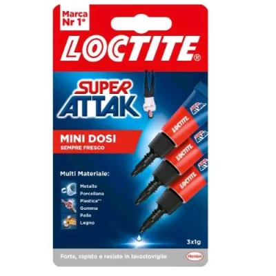 Loctite Super Attak Colla Liquida Mini Dosi da 1 g Conf 3 Pz.