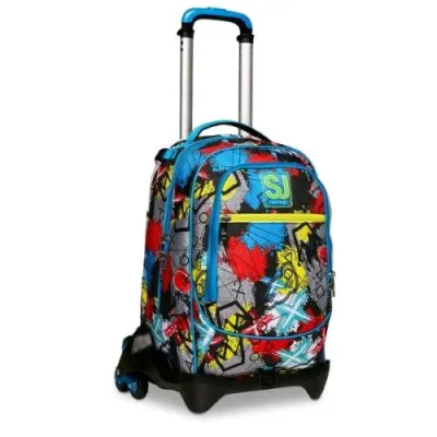 Seven SJ Gang Glitzled Boy Trolley Jack 3 Ruote in Poliestere 37X51X27 cm 34 l Tasca Frontale