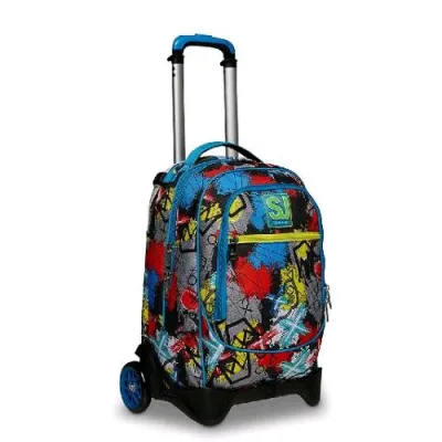 Seven SJ Gang Trolley Jack 2 Ruote in Poliestere 37X51X27 cm 34 l Scomponibile Tasca Frontale Fantasia