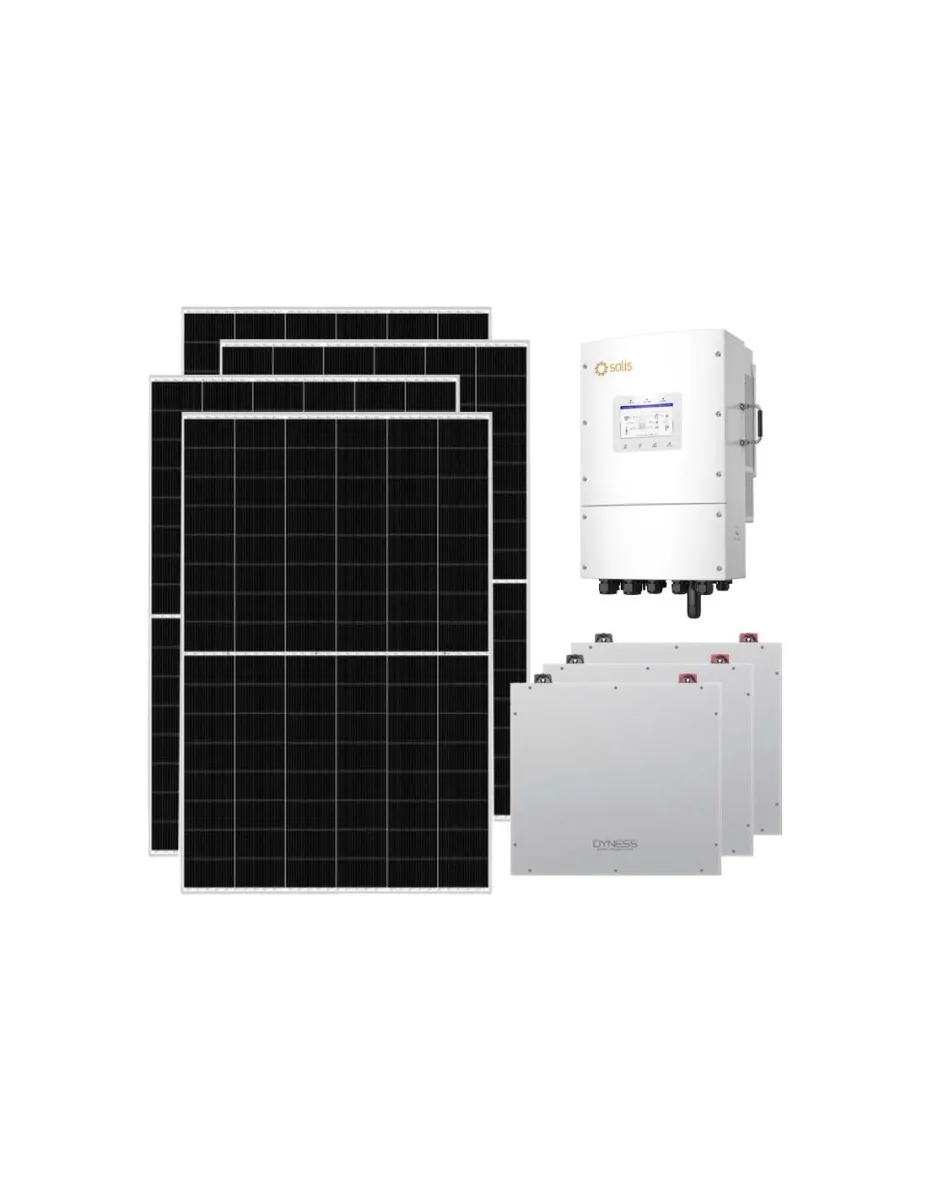 Kit fotovoltaico trifase 15470W inverter 15kW Solis LV batteria al litio 15.36kWh Dyness DL5.0C