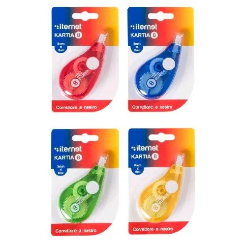 Kartia Correttore a Nastro Monouso 5mm x 8 m Colori Assortiti Conf 1 Pz. in Blister