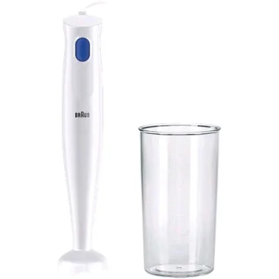 Braun MQ10 Multiquick 1 Frullatore Ad Immersione Minipimer 450 W Bicchiere Graduato 600 ml Tecnologia Splash Control Bianco