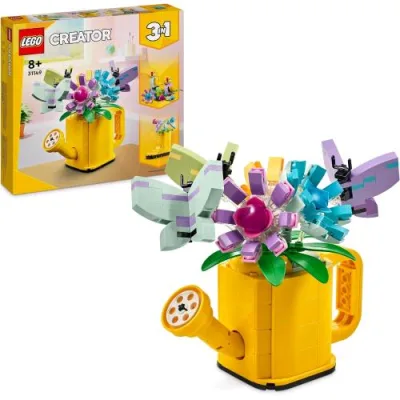 LEGO Creator 3 in 1 Innaffiatoio con Fiori Finti Trasformabile in Stivale o 2 Uccelli con Trespolo