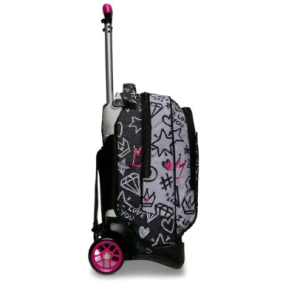 Seven Zipper Glamy Girl Trolley Jack 2 Ruote in Poliestere 37X51X27 cm 34 l Scomponibile Tasca Frontale Fantasia