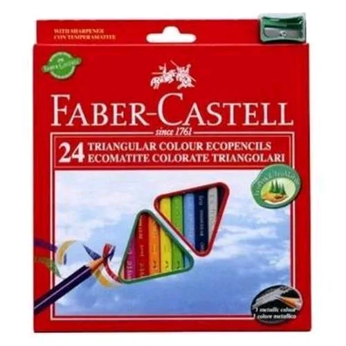 Faber Castell Eco Pastelli Triangolari 3 mm Colori Assortiti Conf. 24 Pz.