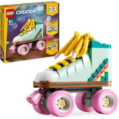 LEGO Creator 3 in 1 Pattini a Rotelle Retrò Trasformabile in Mini Skateboard o Radio