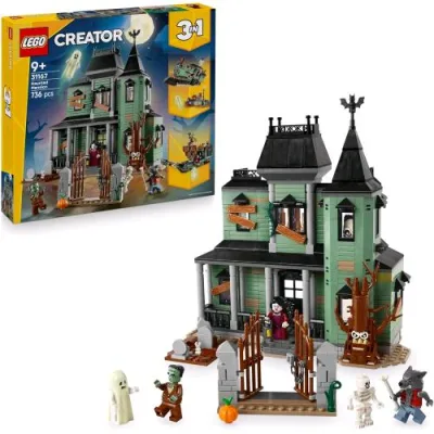 LEGO Creator 3 IN1 Villa Spettrale Trasformabile in Nave Fantasma o in Treno con 5 Minifigure