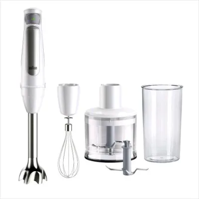 Braun Multiquick 7 Frullatore a Immersione 1000 W Tecnologia Powerbell con Tritatutto Frusta a Filo e Bicchiere Graduato Bianco