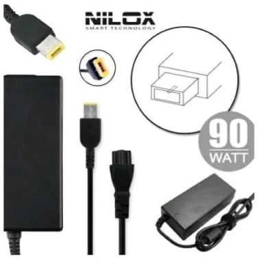 Nilox NLX90W-IM09D Alimentatore 90W per Notebook Ibm Lenovo 20V 4.5A Connettore Yellow Square Tip Black