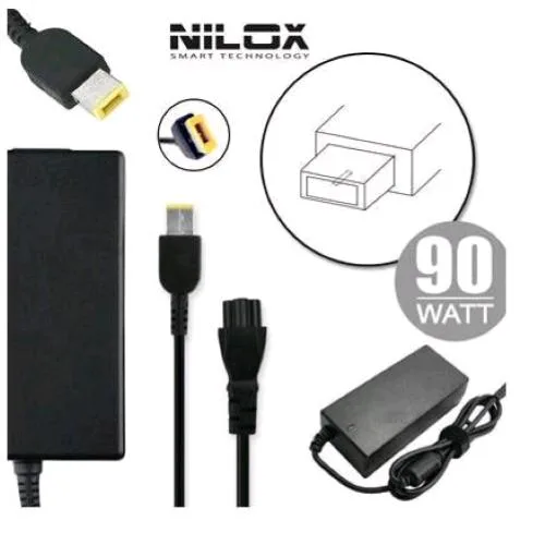 Nilox NLX90W-IM09D Alimentatore 90W per Notebook Ibm Lenovo 20V 4.5A Connettore Yellow Square Tip Black
