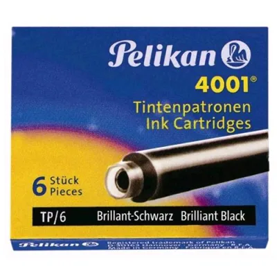 Pelikan TP/6 Cartucce per Stilografica Inchiostro Nero Conf 10 x 6 Cartucce