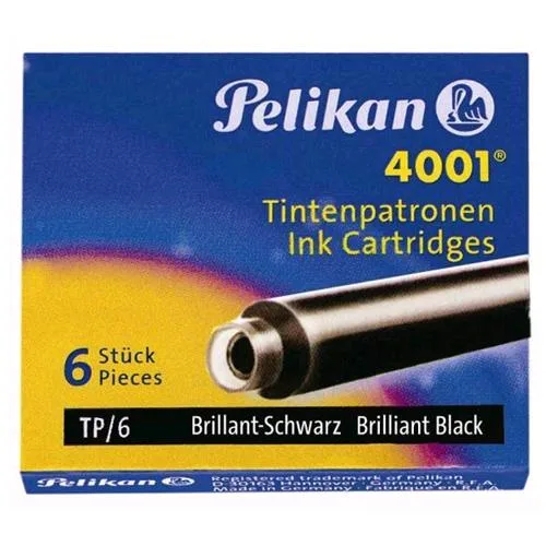 Pelikan TP/6 Cartucce per Stilografica Inchiostro Nero Conf 10 x 6 Cartucce