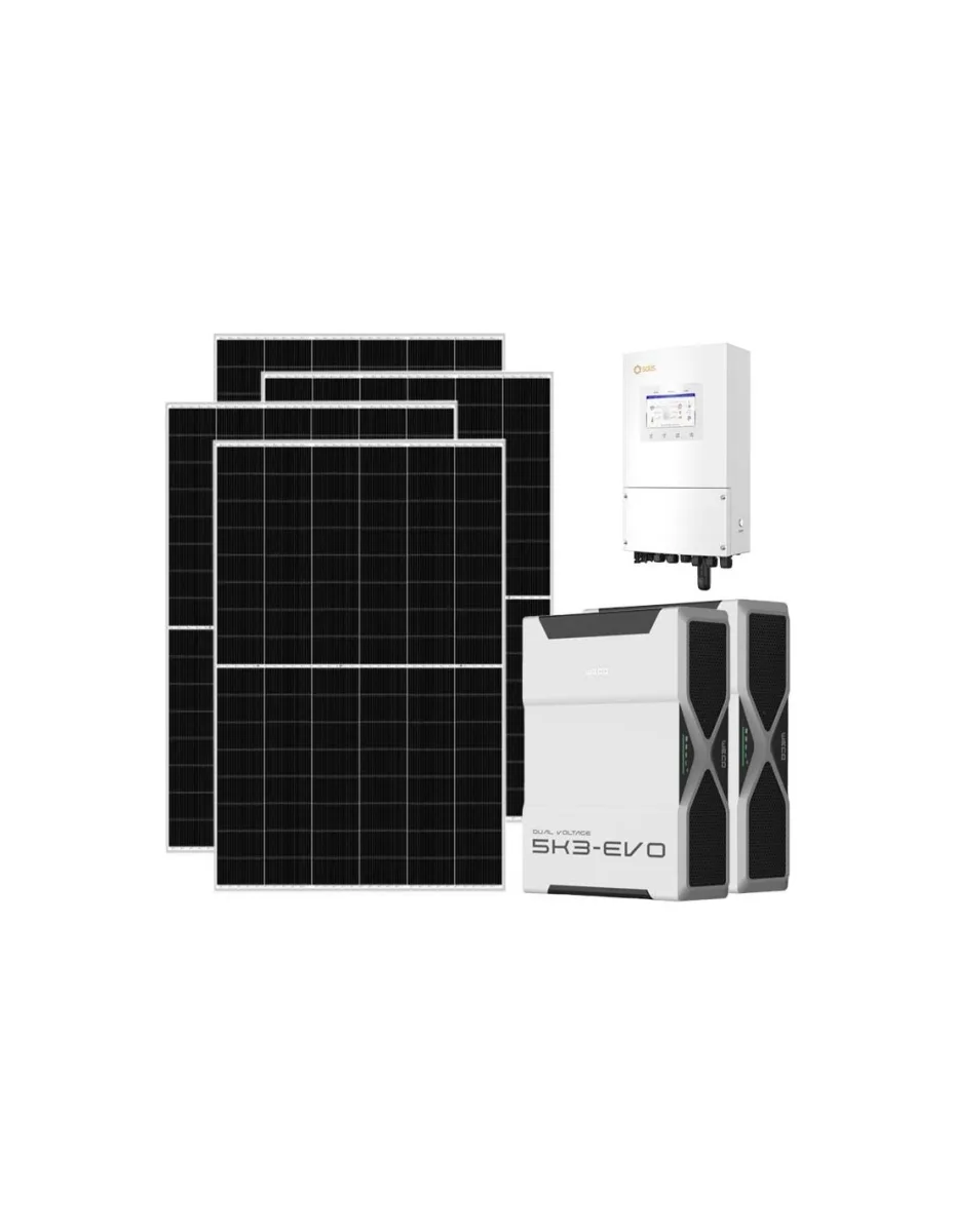 Kit fotovoltaico monofase 6370W inverter Solis 6kW litio 10.44kWh Weco EVO 5k3