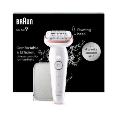 Braun SES9000 Epilatore Elettrico Silk-Épil 9 Wet & DRY Bianco Rosa