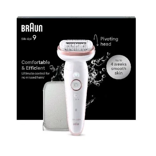 Braun SES9000 Epilatore Elettrico Silk-Épil 9 Wet & DRY Bianco Rosa