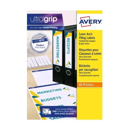 Avery Conf 100 Etichette Adesive per Classificatori 200X60 mm Bianco Opaco