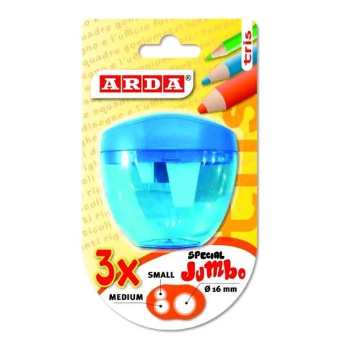 ARDA Tris Temperamatite 3 Fori con Contenitore Colori Assortiti 1 Pz.