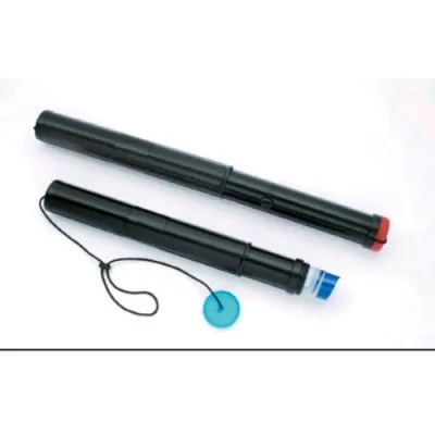 ARDA Tubo Portadisegni in Plastica Estensibile Telescopico Tappo a Vite Regolabile 40/70 cm con Tracolla Nero