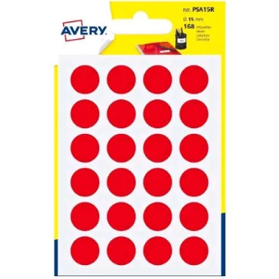 Avery Conf 168 Etichette Adesive Rotonde Diametro 15 mm Rosso