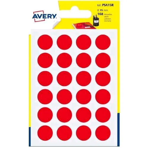 Avery Conf 168 Etichette Adesive Rotonde Diametro 15 mm Rosso