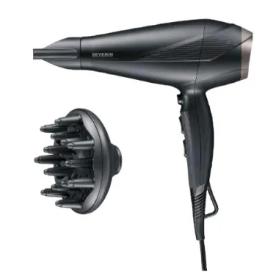 Severin HT0167 Phon Asciugacapelli 2300W 2 Velocita' 3 Temperature con Diffusore e Concentratore Nero