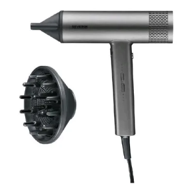 Severin HT0169 Phon Asciugacapelli 2000W 3 Velocita' 3 Temperature con Diffusore e Concentratore Grigio