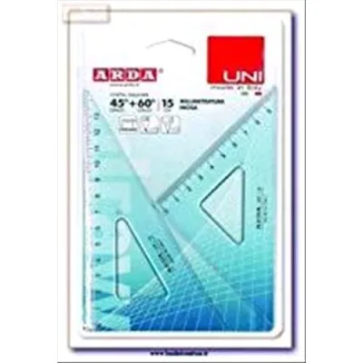 ARDA Uni Coppia Squadre in Plastica Millimetratura Incisa 45° e 60° 15 cm