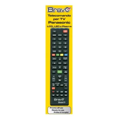 Bravo Brand 5 Telecomando Compatibile per TV Panasonic Universale Non Necessita di Programmazione Nero