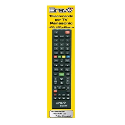 Bravo Brand 5 Telecomando Compatibile per TV Panasonic Universale Non Necessita di Programmazione Nero