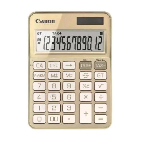 Canon KS-125KB-GD Calcolatrice da Tavolo 12 Cifre Alimentazione Solare/Batteria Oro