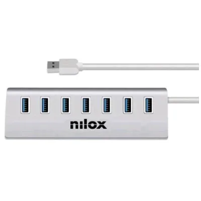 Nilox NX7HUB30 Hub 7 Porte USB 3.0 in Metallo Autoalimentato