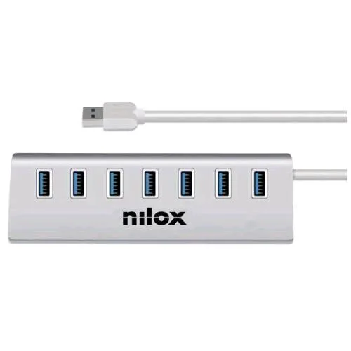 Nilox NX7HUB30 Hub 7 Porte USB 3.0 in Metallo Autoalimentato