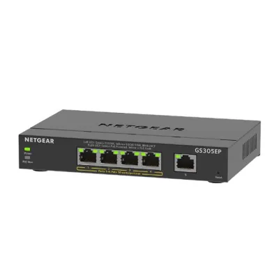 Netgear GS305EP Switch 5 Porte Gestito L2/L3 Gigabit Ethernet (10/100/1000) Nero Supporto Power Over Ethernet (POE)