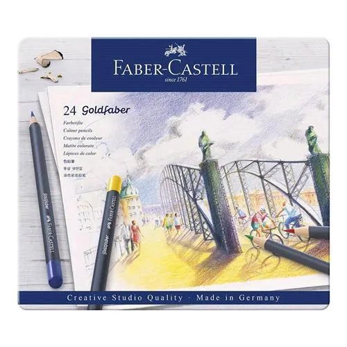 Faber Castell Goldfaber Pastelli 3.3 mm Colori Assortiti Astuccio in Metallo Conf. 24 Pz.