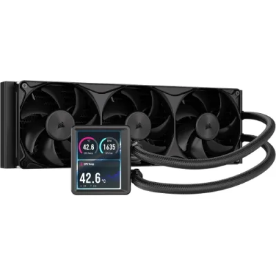 Corsair Nautilus II 360mm RS LCD CPU Liquid Cooler Dissipatore a Liquido Display IPS LCD 3.5" AMD AM5/AM4, Intel Lga 1954/1851/1700 Nero
