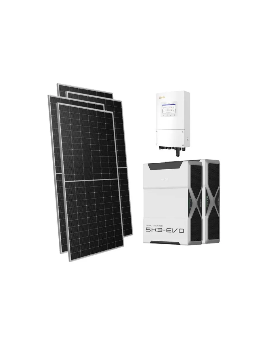 Kit fotovoltaico monofase 8330W inverter Solis 8kW batteria al litio 10.44kWh Weco EVO 5k3