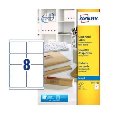 Avery Conf 200 Etichette Adesive per Stampanti Inkjet Indirizzi per Pacchi 99,1X67,7 mm Opaco Trasparente