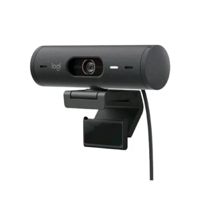 Logitech Brio 500 Webcam Full HD Correzione Luce Auto-Framing Show Mode Microfono Riduzione del Rumore Copertura Privacy Funziona con Microsoft Teams Google Meet Zoom Grafite