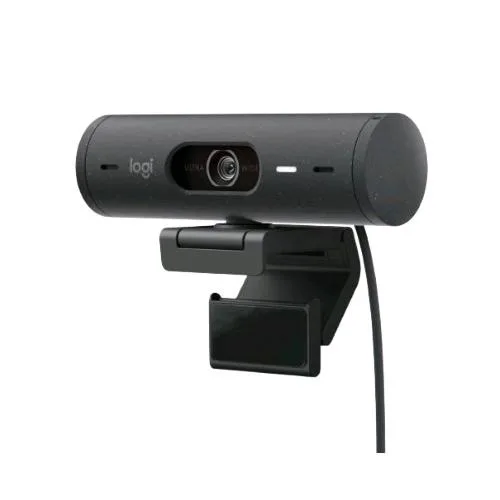 Logitech Brio 500 Webcam Full HD Correzione Luce Auto-Framing Show Mode Microfono Riduzione del Rumore Copertura Privacy Funziona con Microsoft Teams Google Meet Zoom Grafite