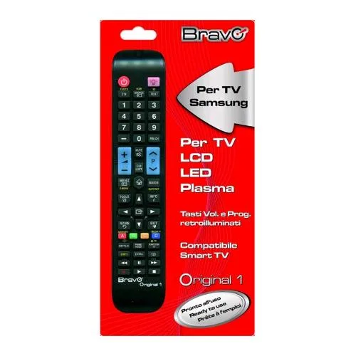 Bravo Original 1 Telecomando Compatibile per TV Samsung Fedele All' Originale Non Necessita di Programmazione Nero