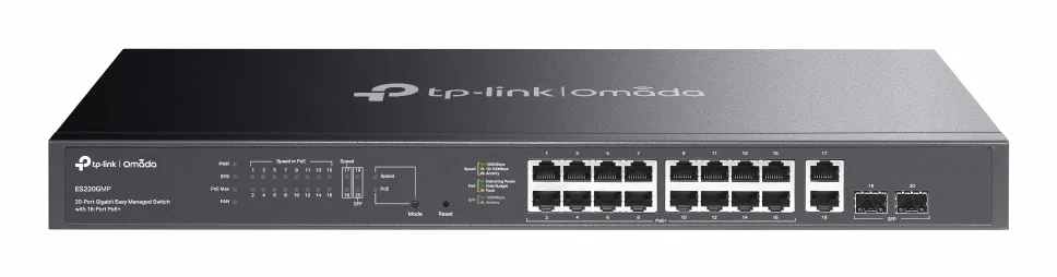 SWITCH 20P GB EASY MANAGED OMADA 16P POE+ 16XGB 2XSFP PORT SDN CNTRL