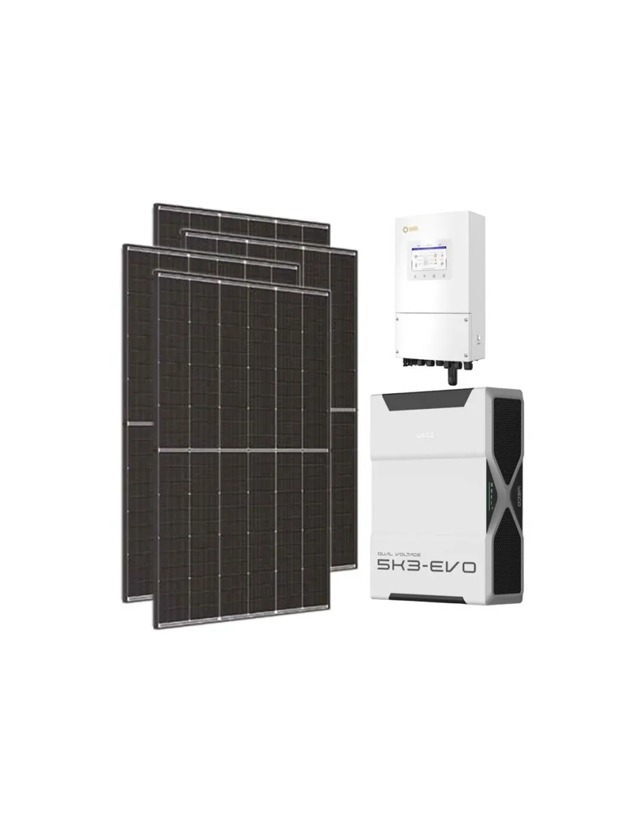 Kit fotovoltaico monofase 5400W inverter 5kW Solis LV batteria al litio 5.22kWh Weco EVO 5k3
