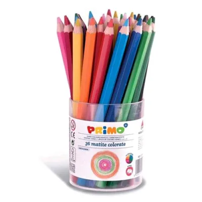 Primo Jumbo Barattolo Pastelli 5.5 mm 12 Colori Assortiti Conf. 36 Pz.