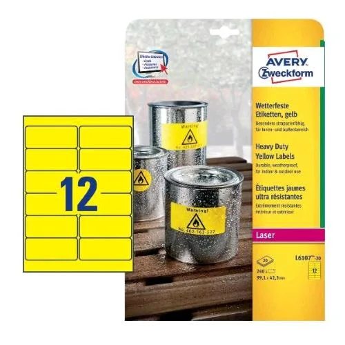 Avery Conf 240 Etichette Adesive in Poliestere 99,1X42,3 mm Giallo
