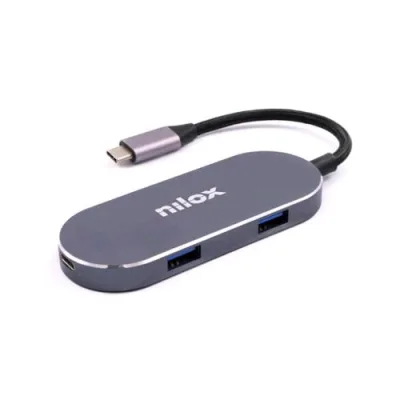 Nilox NXDSUSBC01 Mini Docking Station da USB-C a 1XHDMI 3XUSB-A 3.0 1XUSB-C PD 87W Grigio