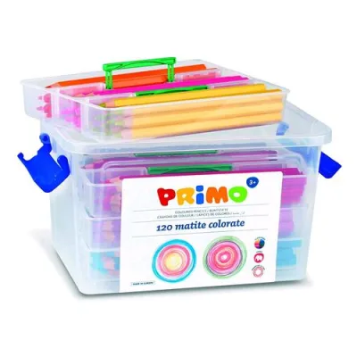 Primo Jumbo Contenitore Pastelli 5.5 mm 12 Colori Assortiti Conf. 120 Pz.